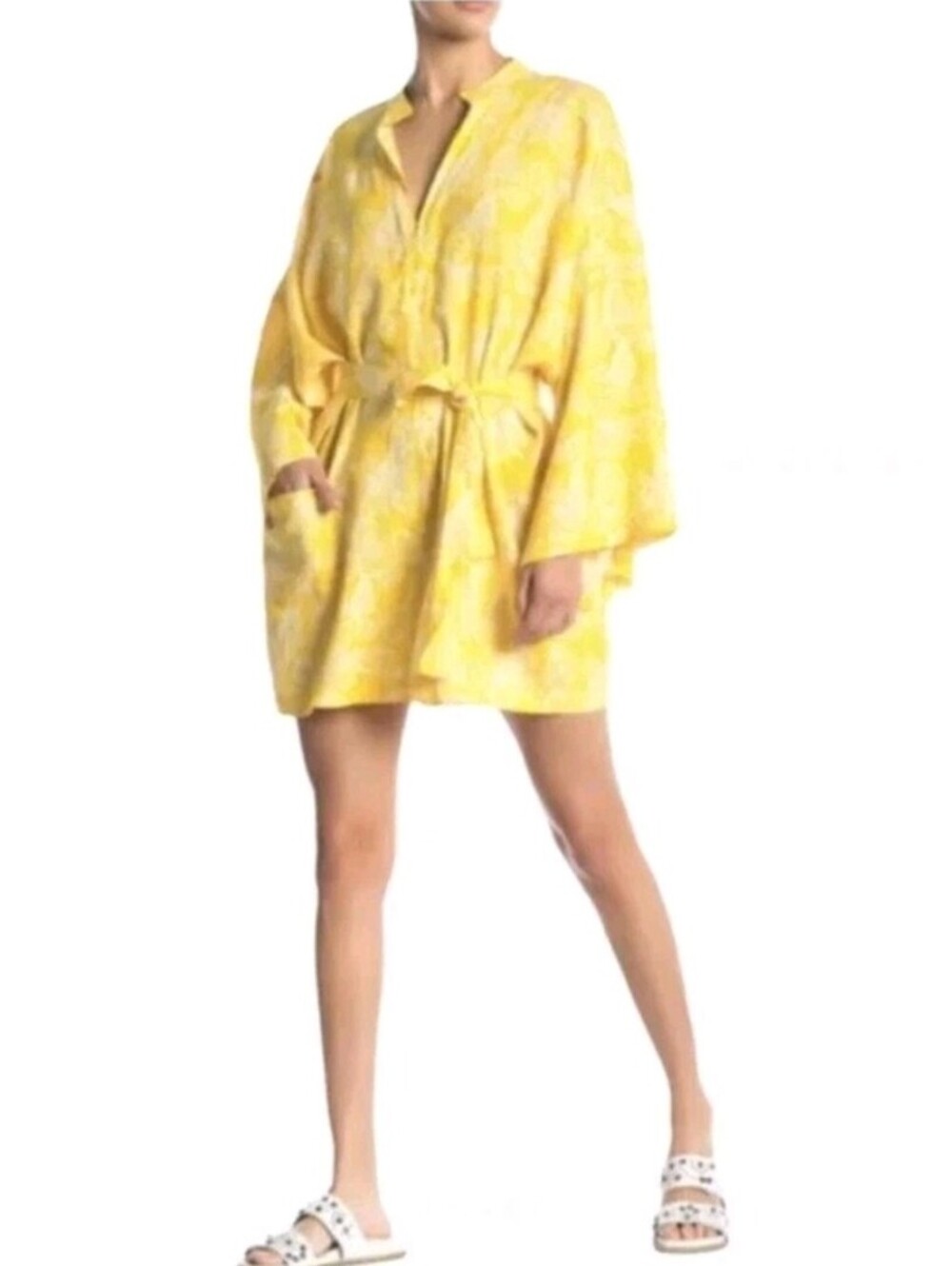 Free People Romper The Only Rober Yellow Seashell Women's M Beach NWOT $118